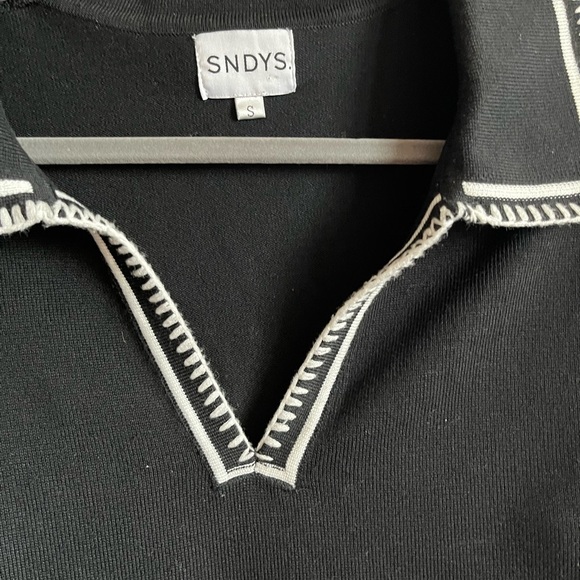 SNDYS Arlington Collared Sweater in Black & White Size Small - Picture 6 of 13